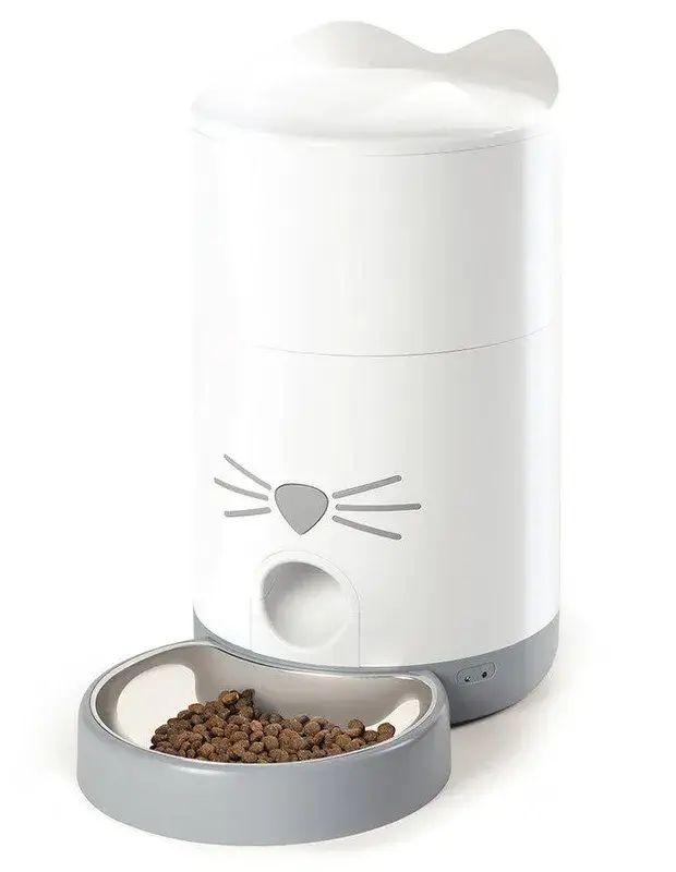 Catit Pixi Smart Foderautomat för katt – WiFi-styrd automat med rostfri skål och tyst drift.