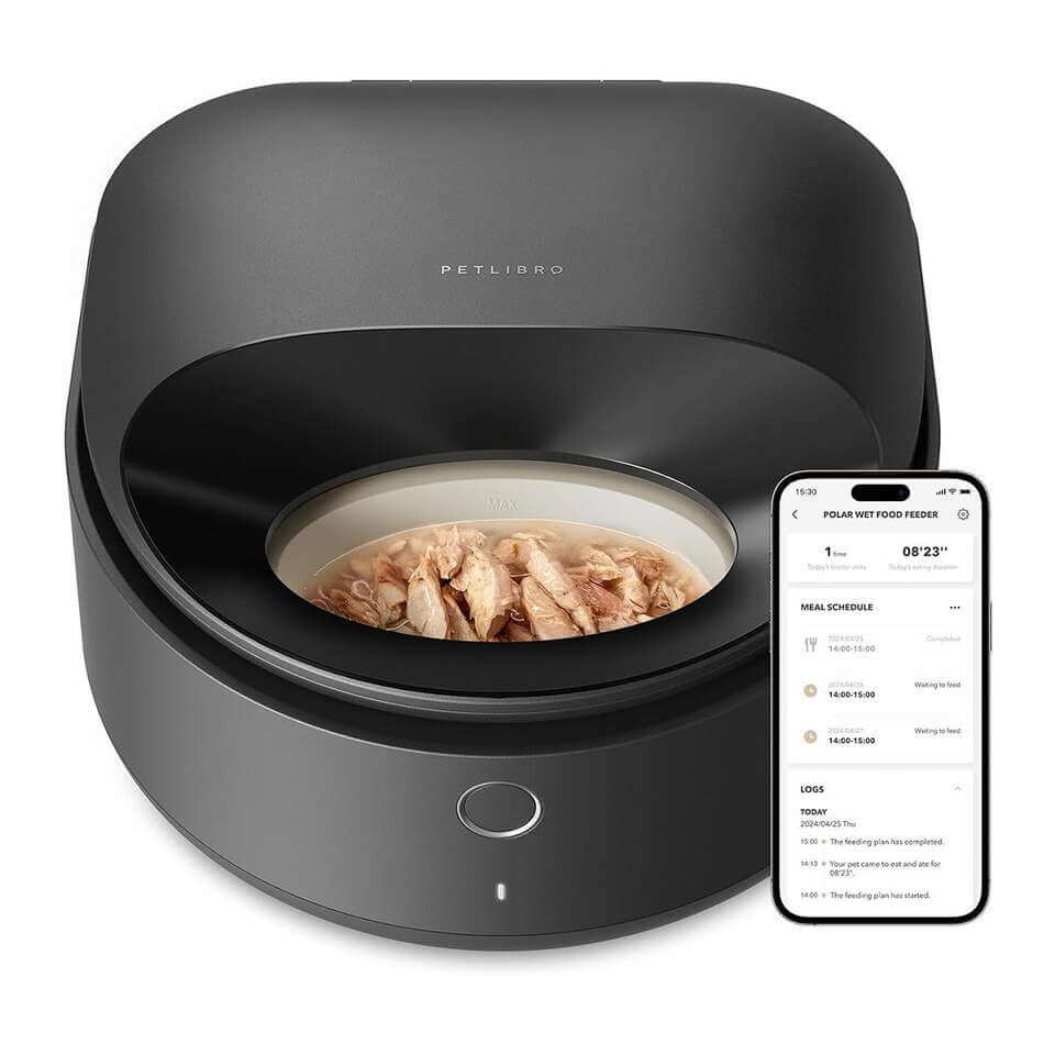 Foderautomat för katt med kylning – Petlibro Polar håller våtfoder fräscht med appstyrning och säker sensor.