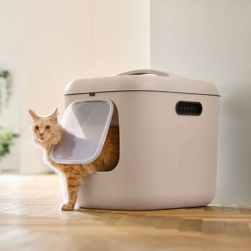 Rotho MyPet Biala XL kattlåda med tak – rymlig stängd kattlåda för stora katter.