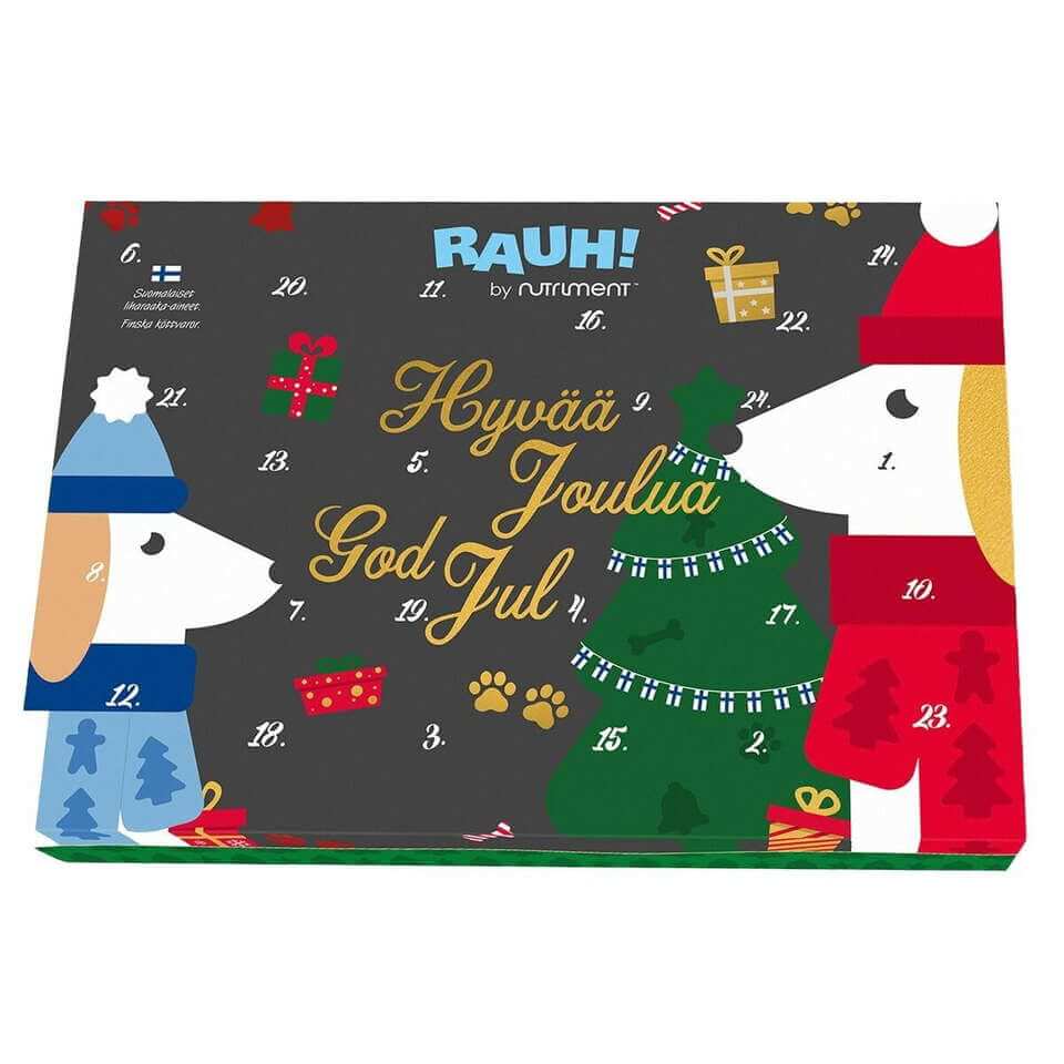 RAUH Nutriment julkalender för hund fylld med köttiga godsaker – perfekt adventsöverraskning varje morgon.