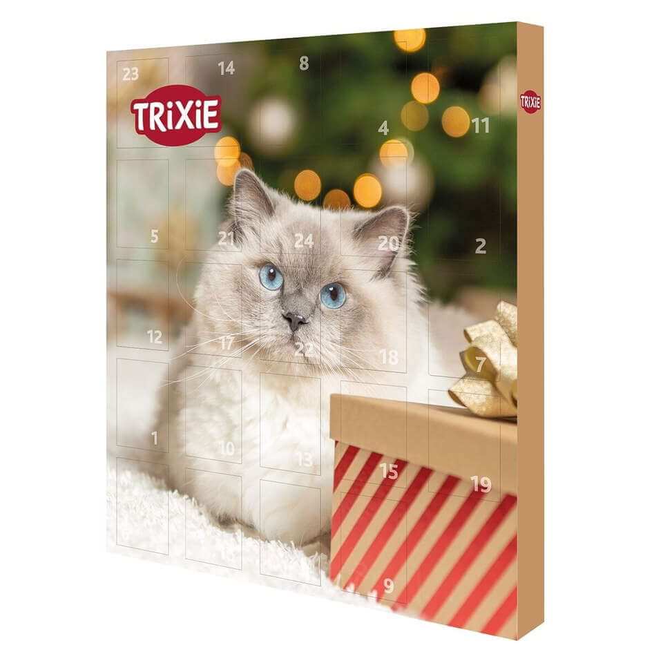 Trixie adventskalender för katt fylld med smakrikt kattgodis till julen 2025.