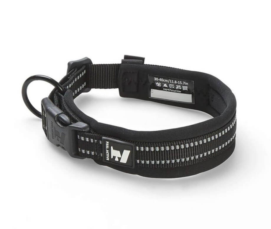 Feel Active vadderat hundhalsband svart – mjukt och justerbart halsband med reflexdetaljer
