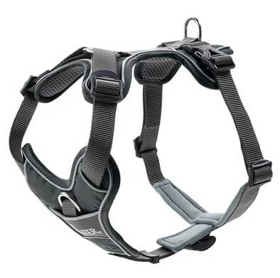 HUNTER Divo sele grå hundsele, justerbar Y-sele med vaddering och reflex