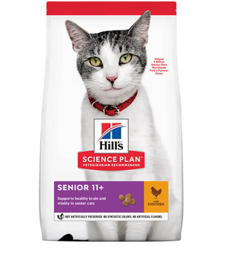 Hill’s Science Plan Senior 11+ kattfoder – veterinärrekommenderat seniorfoder för äldre katter.